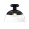 Designers Fountain Rey 13 in. 1-Light Matte Black Modern Semi Flush Mount with Clear Glass Shade for Bedrooms D308M-SF-MB - alternate 8